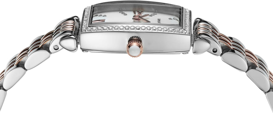 Emporio Armani Gianni T Bar White Mother Of Pearl Dial Two Tone Steel Strap Watch For Women - AR11519