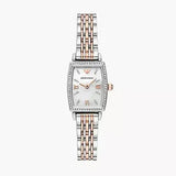 Emporio Armani Gianni T Bar White Mother Of Pearl Dial Two Tone Steel Strap Watch For Women - AR11519