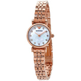 Emporio Armani Gianni T-Bar Mother of Pearl Dial Rose Gold Steel Strap Watch For Women - AR11203