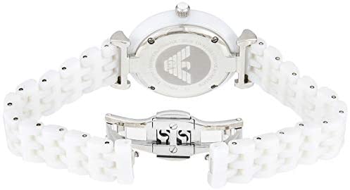 Emporio Armani Giannti T Bar Quartz Mother of Pearl Dial White Steel Strap Watch For Women - AR1485