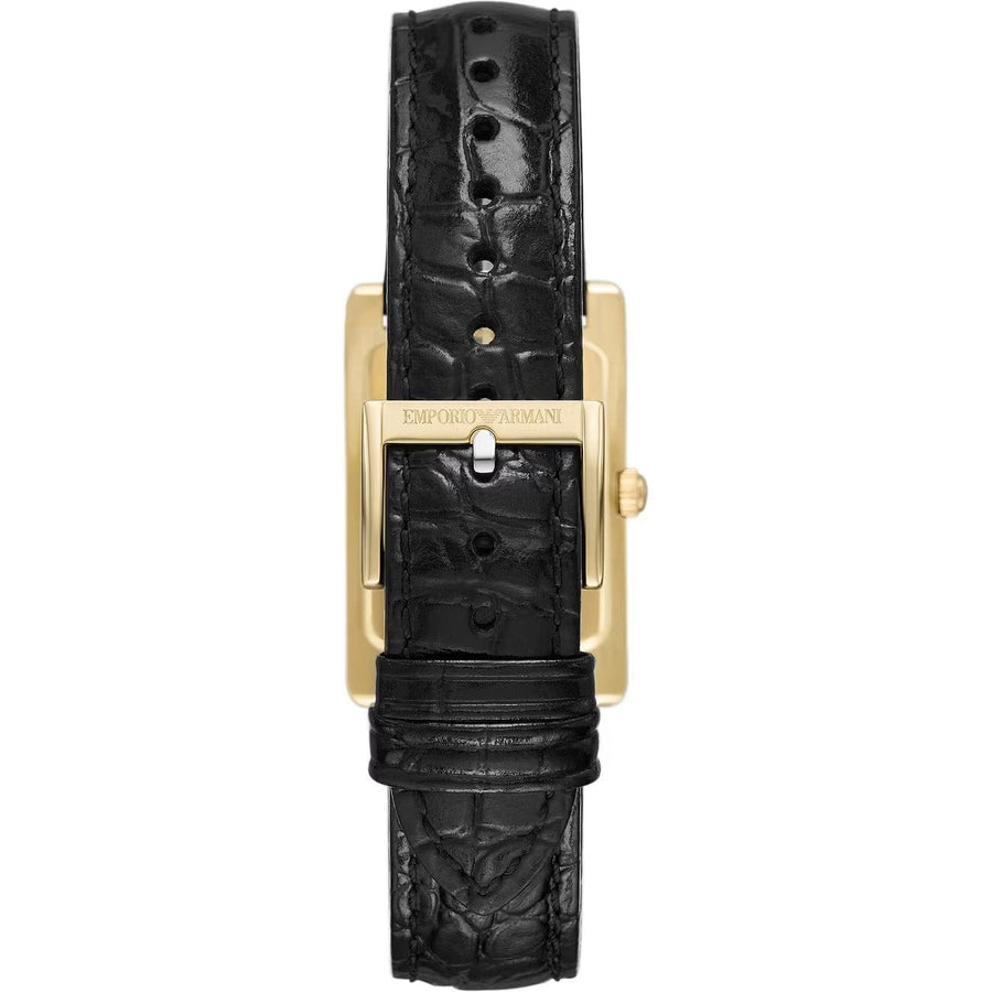 Emporio Armani Gino Black Dial Black Leather Strap Watch for Men - AR11666