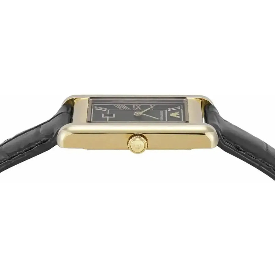 Emporio Armani Gino Black Dial Black Leather Strap Watch for Men - AR11666