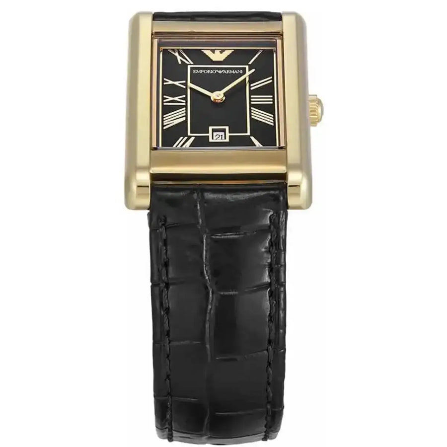Emporio Armani Gino Black Dial Black Leather Strap Watch for Men - AR11666