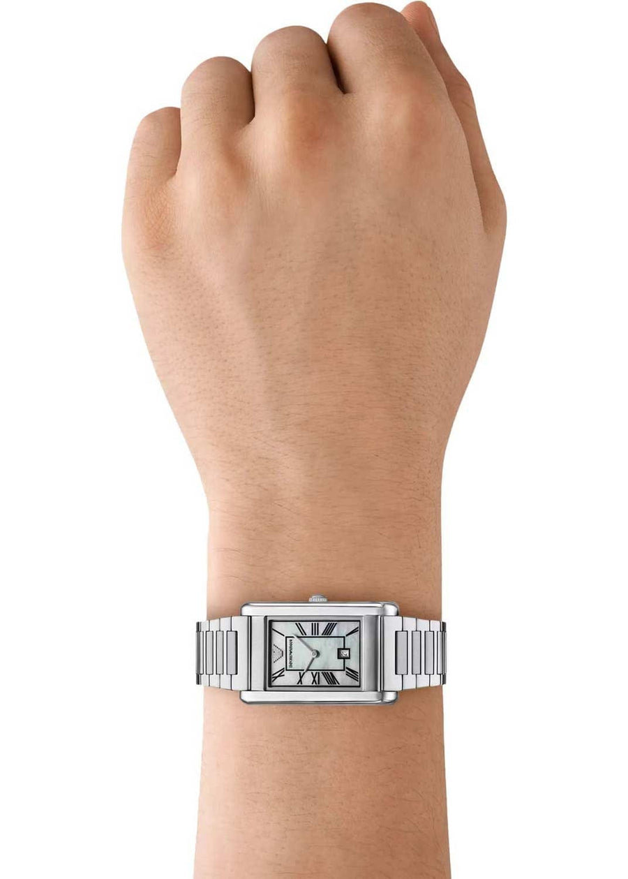 Emporio Armani Gino Mother of Pearl Dial Silver Steel Strap Watch for Men - AR11664