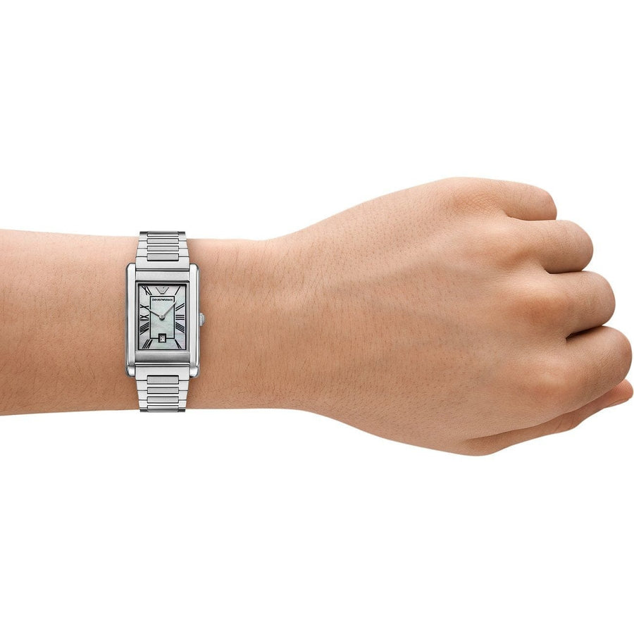 Emporio Armani Gino Mother of Pearl Dial Silver Steel Strap Watch for Men - AR11664