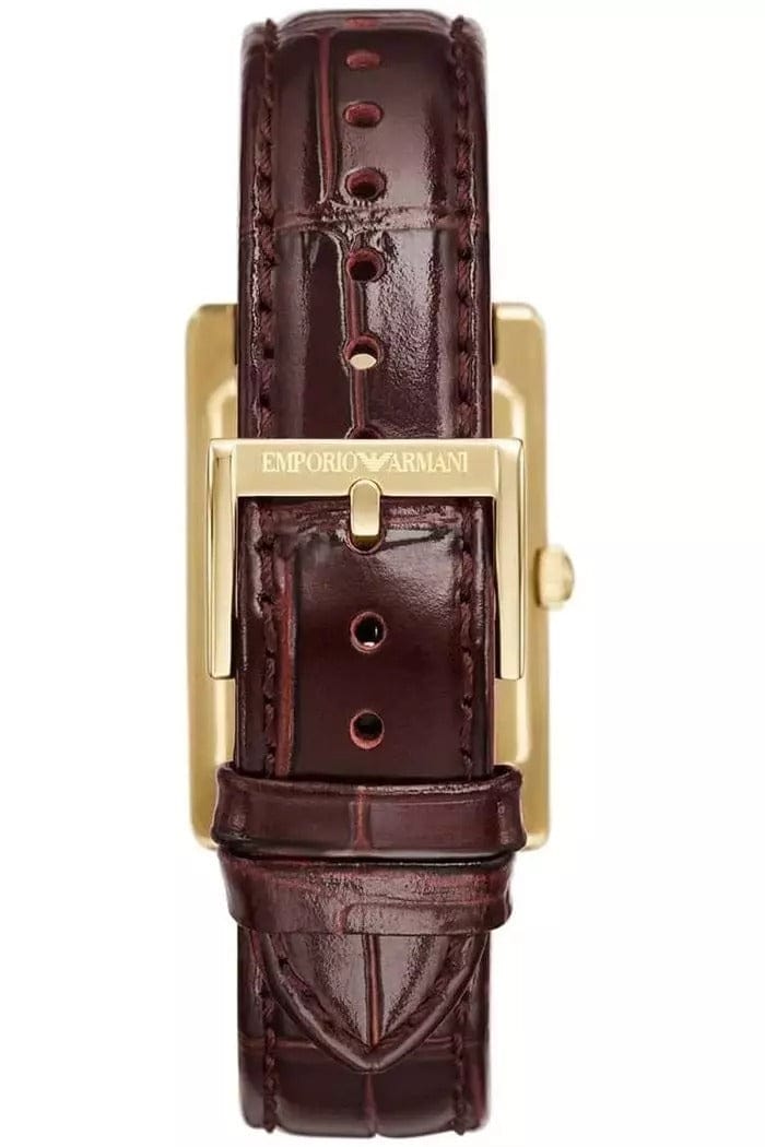 Emporio Armani Gino White Dial Brown Leather Strap Watch for Men - AR11665