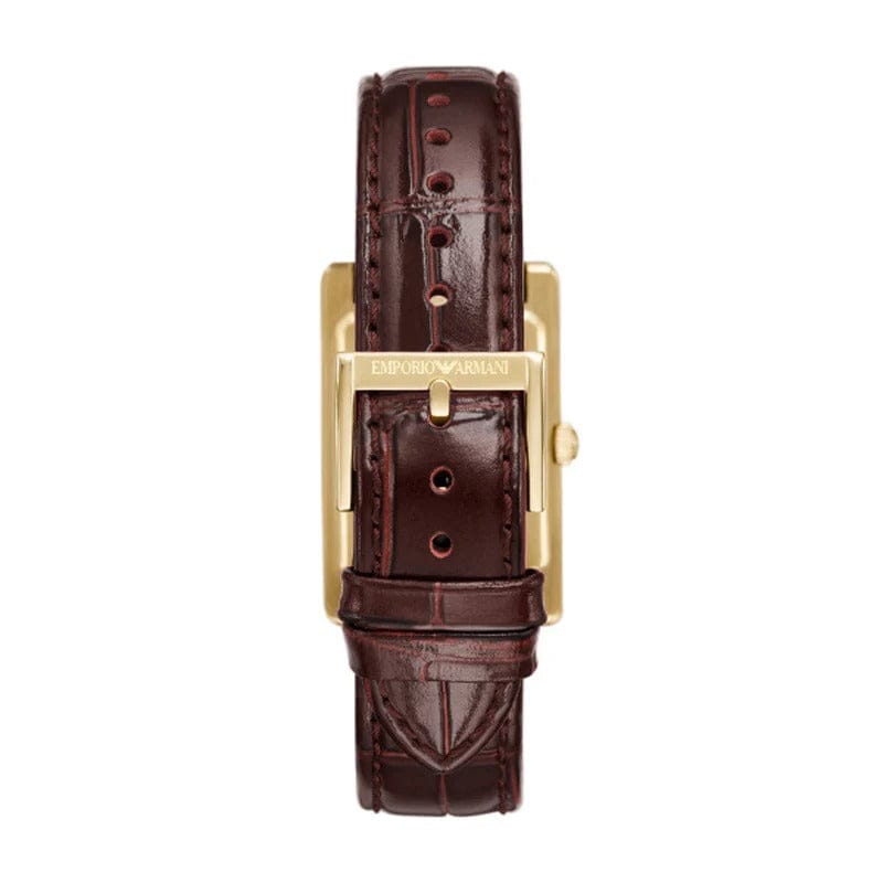 Emporio Armani Gino White Dial Brown Leather Strap Watch for Men - AR11665
