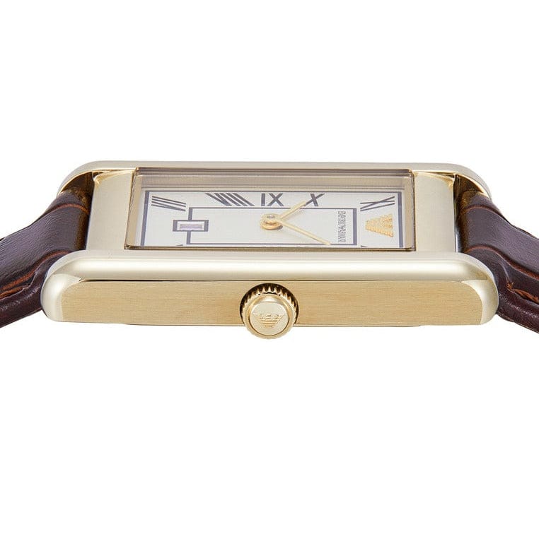 Emporio Armani Gino White Dial Brown Leather Strap Watch for Men - AR11665