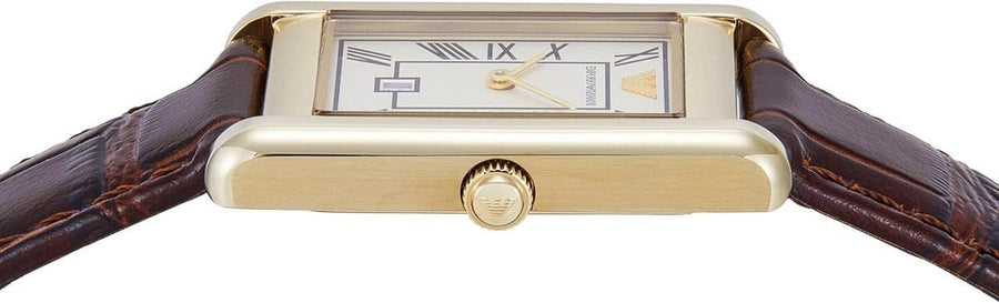 Emporio Armani Gino White Dial Brown Leather Strap Watch for Men - AR11665