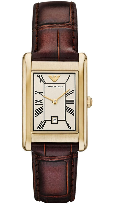 Emporio Armani Gino White Dial Brown Leather Strap Watch for Men - AR11665