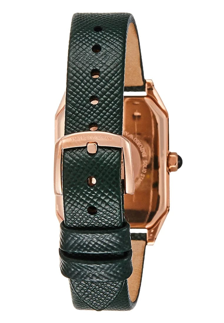 Emporio Armani Gioia Analog Black Mother of Pearl Dial Green Leather Strap Watch For Women - AR11149