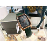 Emporio Armani Gioia Analog Black Mother of Pearl Dial Green Leather Strap Watch For Women - AR11149