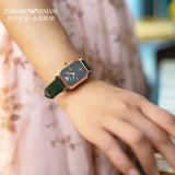 Emporio Armani Gioia Analog Black Mother of Pearl Dial Green Leather Strap Watch For Women - AR11149