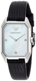 Emporio Armani Gioia Analog Mother of Pearl Dial Black Leather Strap Watch For Women - AR11148