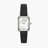 Emporio Armani Gioia Analog Mother of Pearl Dial Black Leather Strap Watch For Women - AR11148