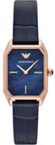 Emporio Armani Gioia Quartz Mother of Pearl Blue Dial Blue Leather Strap Watch For Women - AR11426