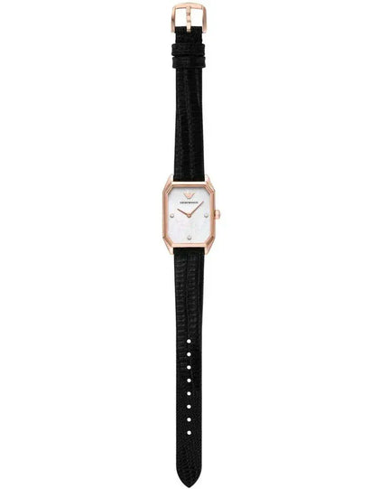 Emporio Armani Gioia Quartz Mother of Pearl Dial Black Leather Strap Watch For Women - AR11390