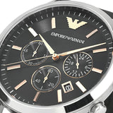 Emporio Armani Giovanni Analog Black Dial Black Leather Strap Watch For Men - AR11431