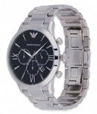 Emporio Armani Giovanni Chronograph Black Dial Silver Steel Strap Watch For Men - AR11208