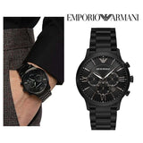 Emporio Armani Giovanni Chronograph Black Dial Black Steel Strap Watch For Men - AR11349
