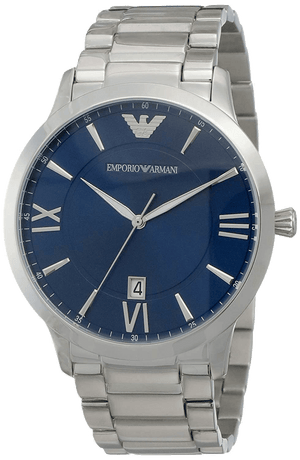 Emporio Armani Giovanni Quartz Blue Dial Silver Steel Strap Watch For Men - AR11227