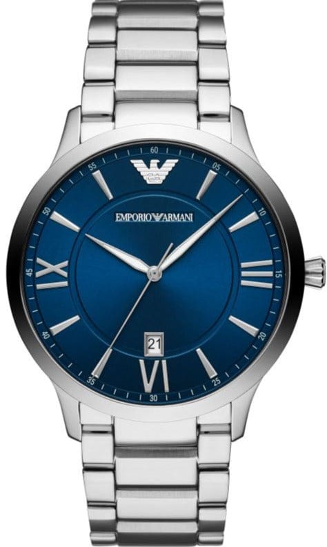 Emporio Armani Giovanni Quartz Blue Dial Silver Steel Strap Watch For Men - AR11227