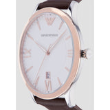 Emporio Armani Giovanni Quartz White Dial Brown Leather Strap Watch For Men - AR11211