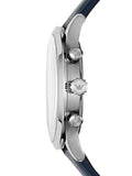 Emporio Armani Giovanni T Bar Chronograph Quartz Blue Dial Blue Leather Strap Watch For Men - AR11226