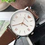 Emporio Armani Herren White Dial Brown Leather Strap Watch For Men - AR11103