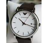 Emporio Armani Herren White Dial Brown Leather Strap Watch For Men - AR11103