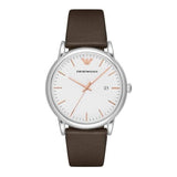 Emporio Armani Herren White Dial Brown Leather Strap Watch For Men - AR11103