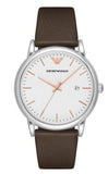Emporio Armani Herren White Dial Brown Leather Strap Watch For Men - AR11103