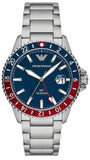 Emporio Armani Sea Explorer GMT Blue Dial Silver Steel Strap Watch For Men - AR11590