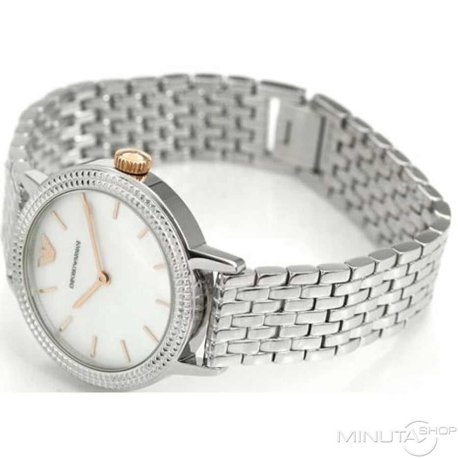Emporio Armani Interchangeable Analog Mother of Pearl Dial Silver Steel Strap Watch For Women - AR80020
