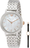 Emporio Armani Interchangeable Analog Mother of Pearl Dial Silver Steel Strap Watch For Women - AR80020