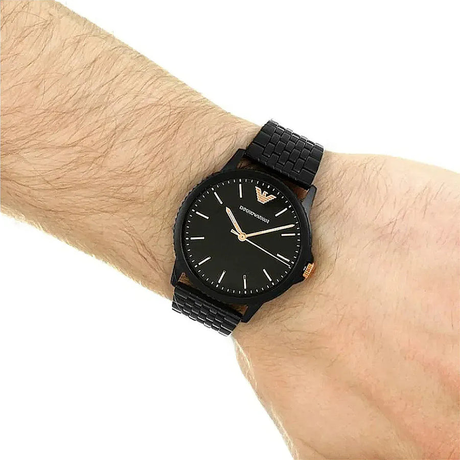 Emporio Armani Interchangeable Black Dial Black Steel Strap Watch For Men - AR80021