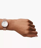 Emporio Armani Kappa Analog Mother of Pearl Dial Rose Gold Steel Strap Watch For Women - AR11006