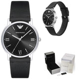 Emporio Armani Kappa Analog Quartz Black Dial Black Leather Strap Watch For Men - AR11013
