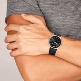 Emporio Armani Kappa Analog Quartz Black Dial Black Leather Strap Watch For Men - AR11013