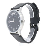 Emporio Armani Kappa Analog Quartz Black Dial Black Leather Strap Watch For Men - AR11013