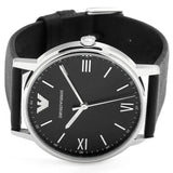 Emporio Armani Kappa Analog Quartz Black Dial Black Leather Strap Watch For Men - AR11013