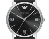 Emporio Armani Kappa Analog Quartz Black Dial Black Leather Strap Watch For Men - AR11013