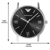 Emporio Armani Kappa Analog Quartz Black Dial Black Leather Strap Watch For Men - AR11013