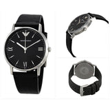 Emporio Armani Kappa Analog Quartz Black Dial Black Leather Strap Watch For Men - AR11013
