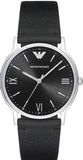 Emporio Armani Kappa Analog Quartz Black Dial Black Leather Strap Watch For Men - AR11013