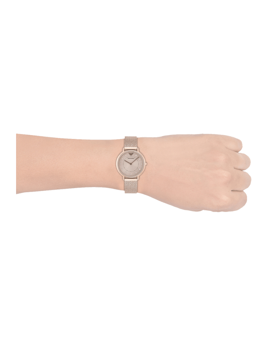 Emporio Armani Kappa Pink Dial Pink Mesh Bracelet Watch For Women - AR11129