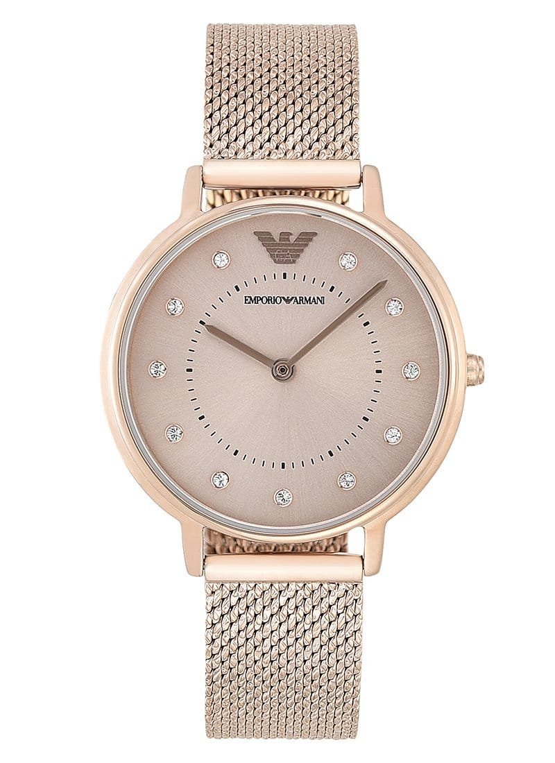 Emporio Armani Kappa Pink Dial Pink Mesh Bracelet Watch For Women - AR11129