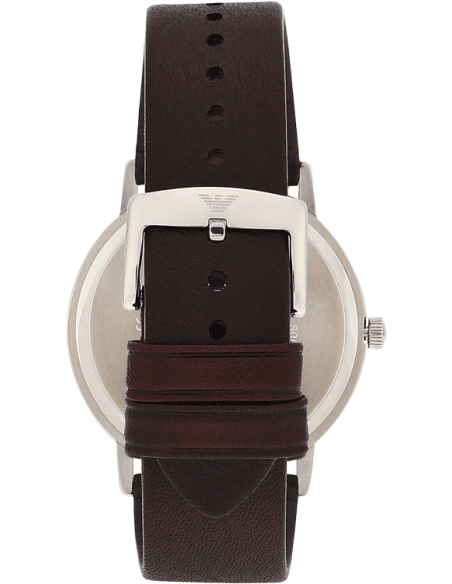 Emporio Armani Kappa Quartz Black Dial Brown Leather Strap Watch For Men - AR11153