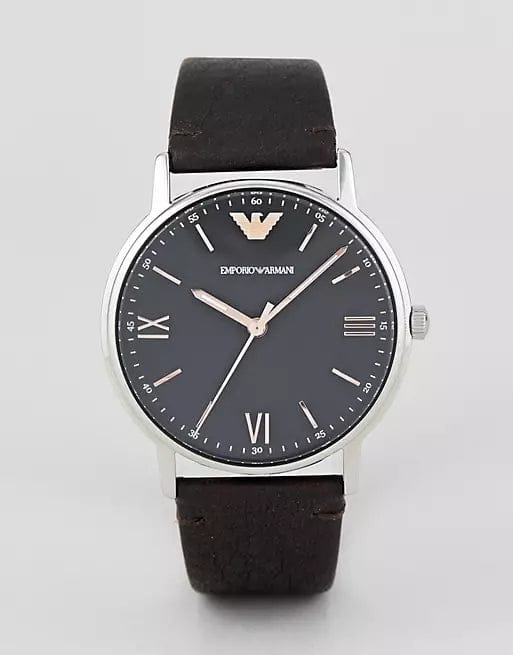 Emporio Armani Kappa Quartz Black Dial Brown Leather Strap Watch For Men - AR11153