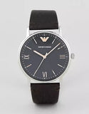 Emporio Armani Kappa Quartz Black Dial Brown Leather Strap Watch For Men - AR11153